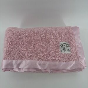 Little Giraffe Chenille Baby Blanket Pink Satin Ruffle Border Plush Crib Wrap 30